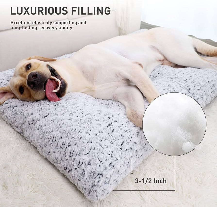Deluxe Plush Comfy Kennel Pad, Anti-Slip Bottom,Deep Sleeping Mat for Medium Dogs,Machine Washable for Easy Cleaning