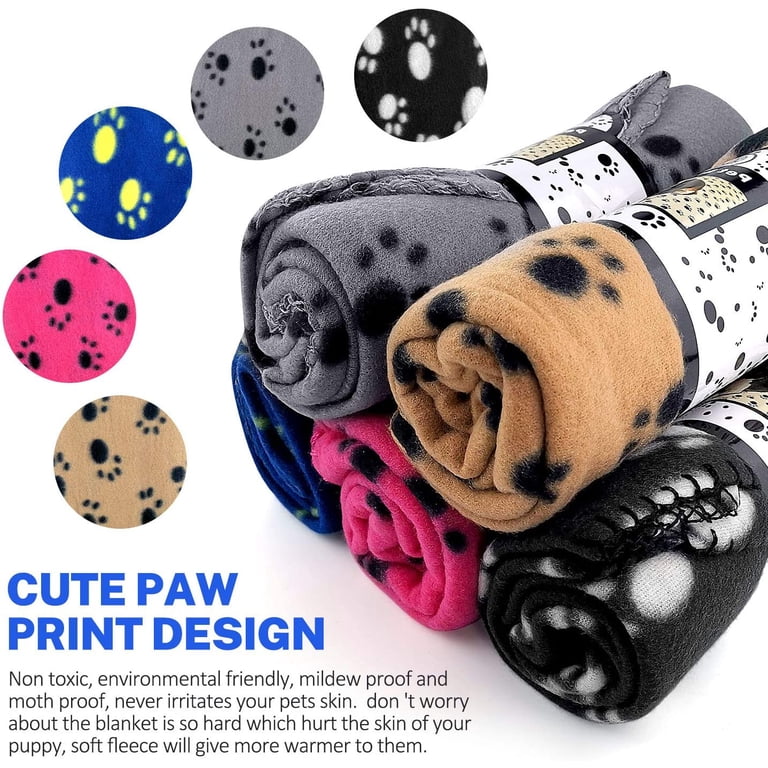 Pet winter blanket paw print black