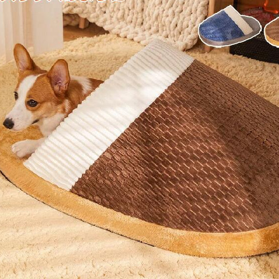 Viral winter Slipper Shape Cozy Covered Pet Bed ( dogs and cat)