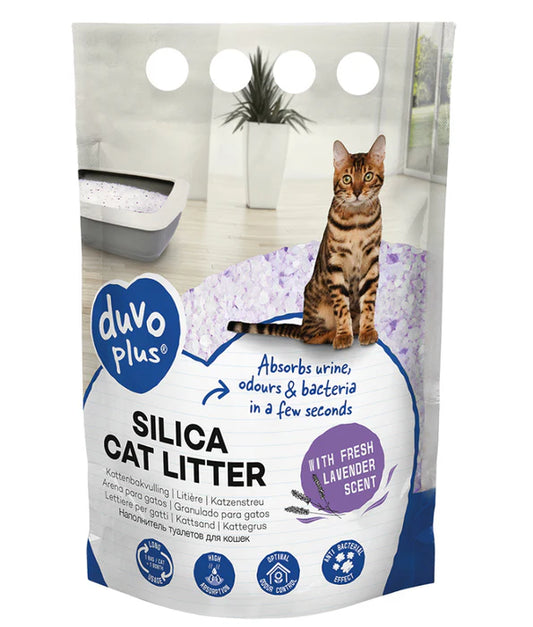 Duvo - Crystal Silica Cat Litter with Lavender Scent, Dust-Free Odour Control – 5L