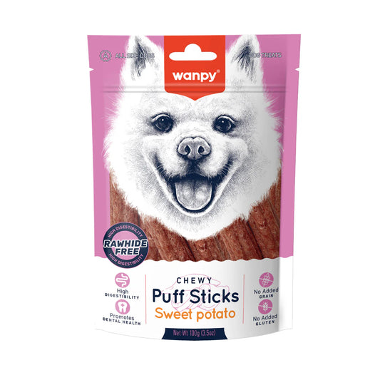 Wanpy Dog Chewy Puff Sticks Sweet Potato 100g