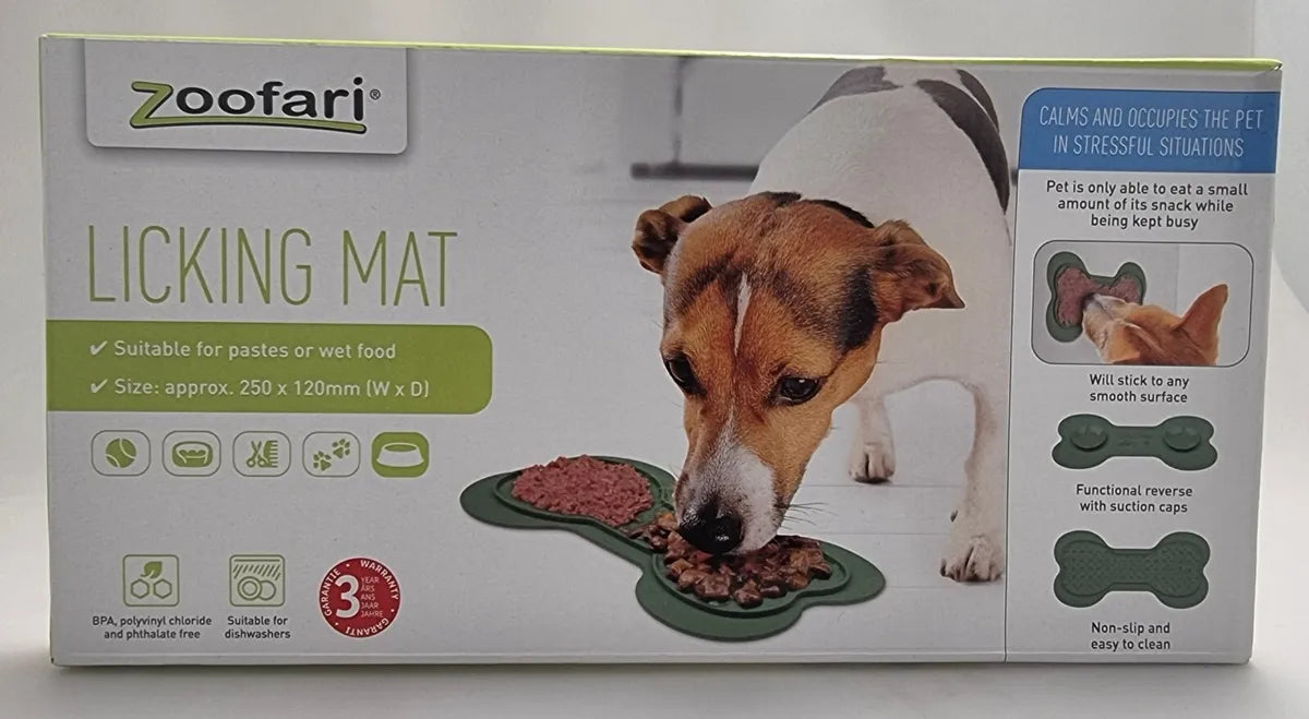 PET LICKING MAT BONE SHAPED WITH SUCTION CUP DISHWASHER SAFE