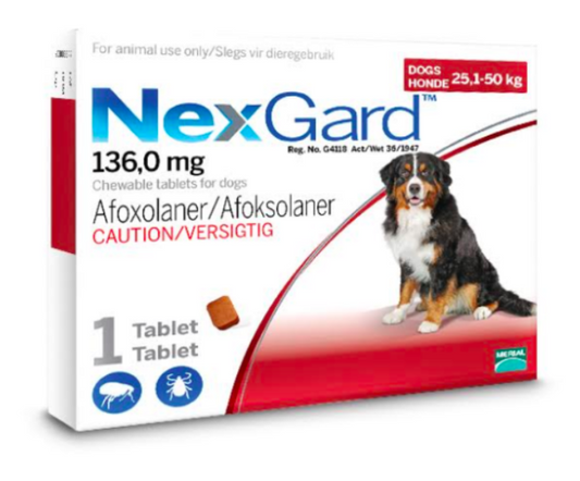 NexGard Extra Large Dog 25-50kg Chewable Tick & Flea Tablet ( 1pill)